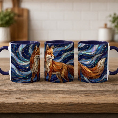 Midnight Fox Stained Glass Style Mug