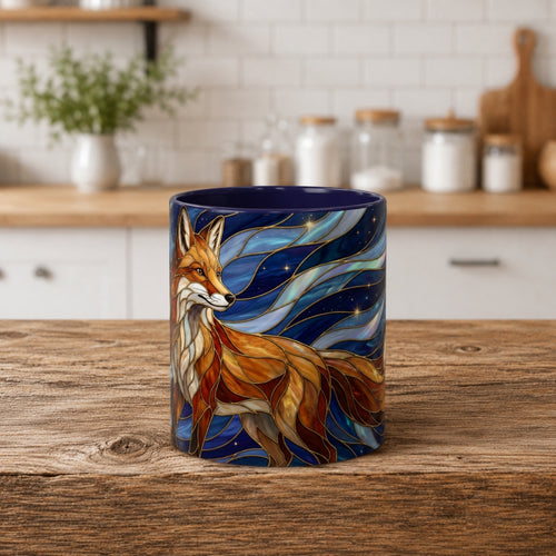 Midnight Fox Stained Glass Style Mug