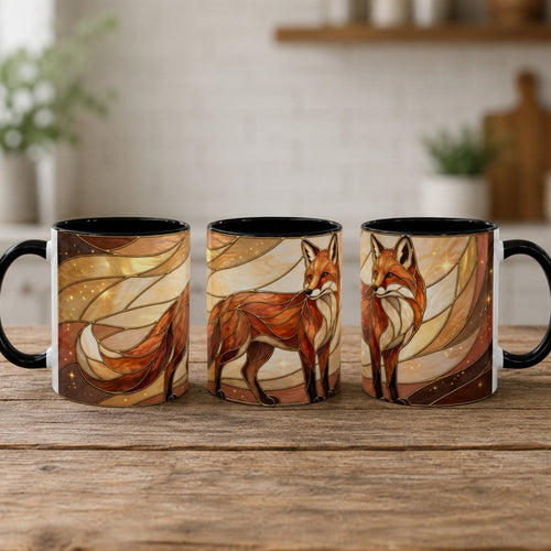 Honey Light Fox Stained Glass Style Mug