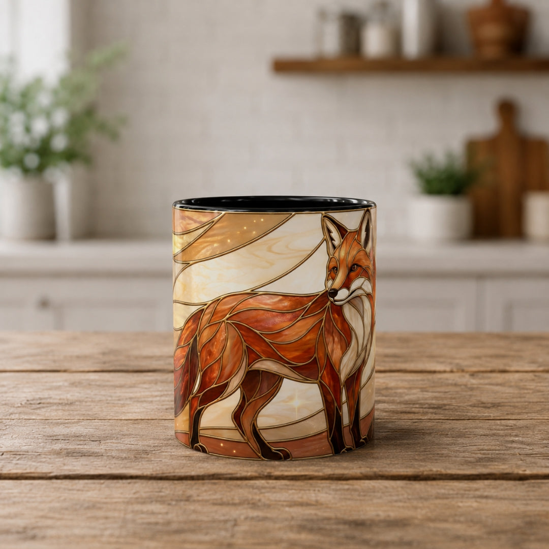 Honey Light Fox Stained Glass Style Mug