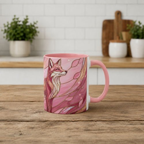 Rose Glow Fox Stained Glass Style Mug