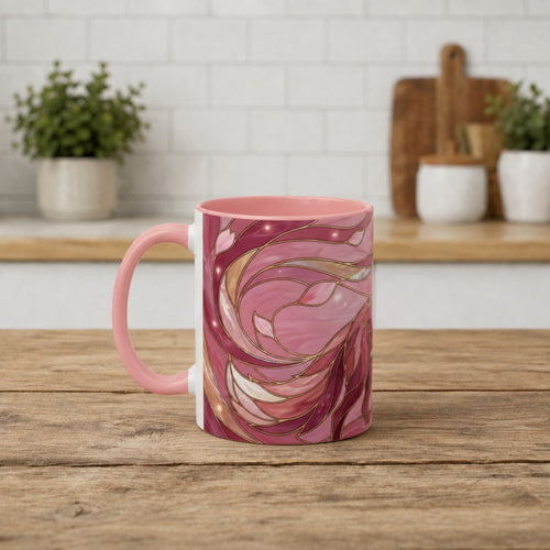 Rose Glow Fox Stained Glass Style Mug