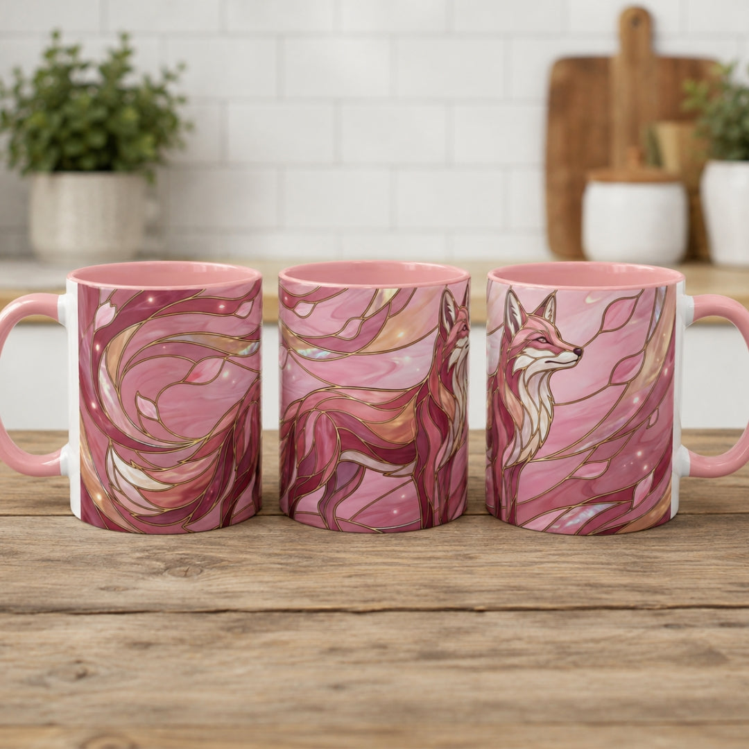 Rose Glow Fox Stained Glass Style Mug