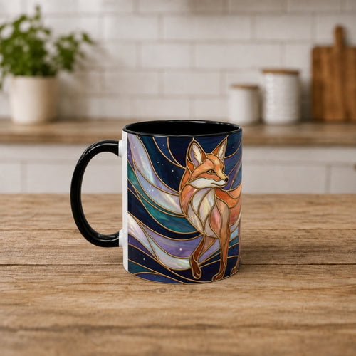 Aurora Fox Stained Glass Style Mug