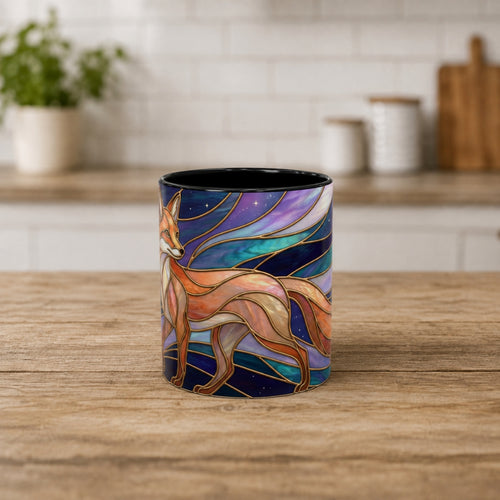 Aurora Fox Stained Glass Style Mug