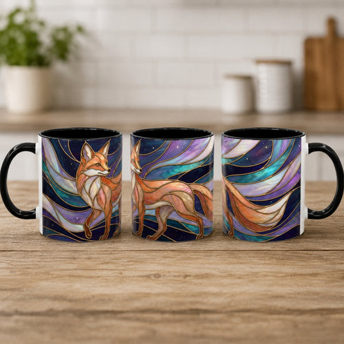 Aurora Fox Stained Glass Style Mug