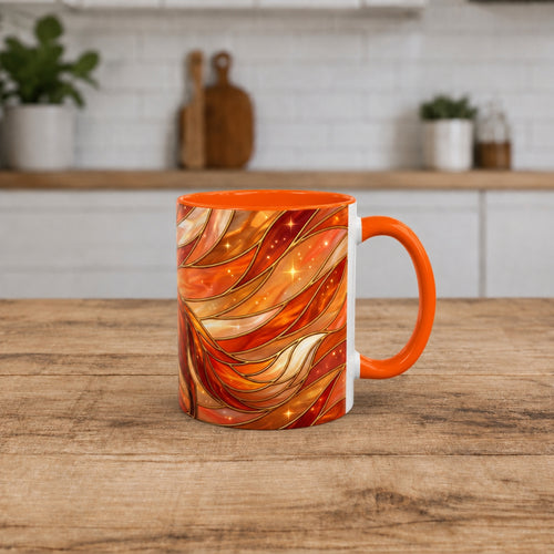 Orange Glow Fox Stained Glass Style Mug