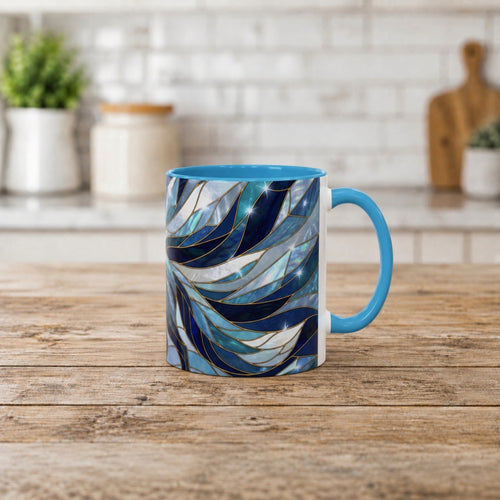 Icy Blue Fox Stained Glass Style Mug