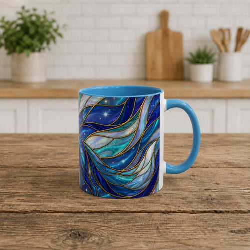 Blue Glow Fox Stained Glass Style Mug