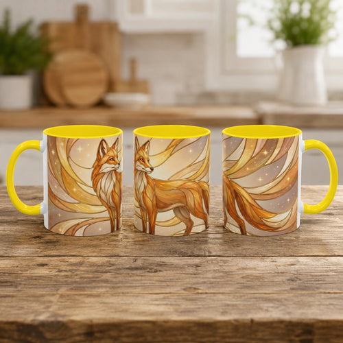 Golden Glow Fox Stained Glass Style Mug