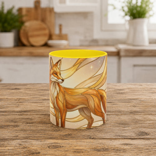 Golden Glow Fox Stained Glass Style Mug