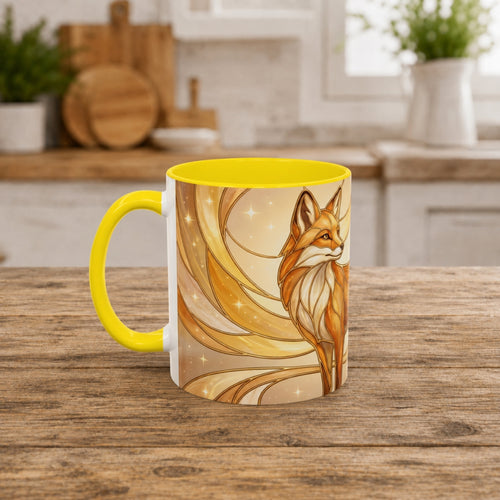 Golden Glow Fox Stained Glass Style Mug