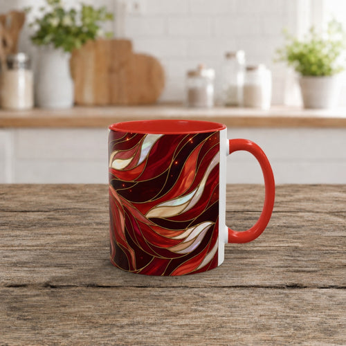 Scarlet Glow Fox Stained Glass Style Mug
