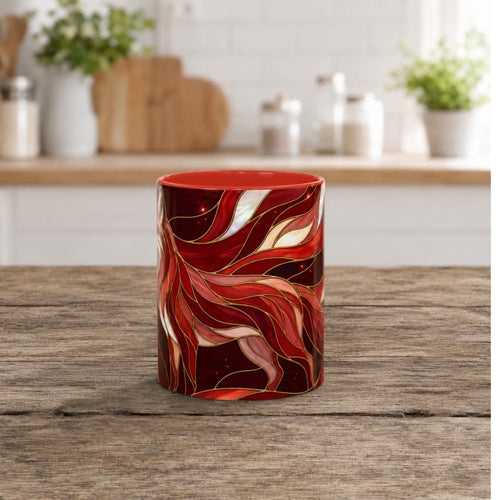 Scarlet Glow Fox Stained Glass Style Mug