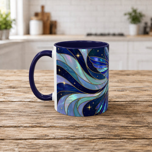Blue Glow Hummingbird Stained Glass Style Mug
