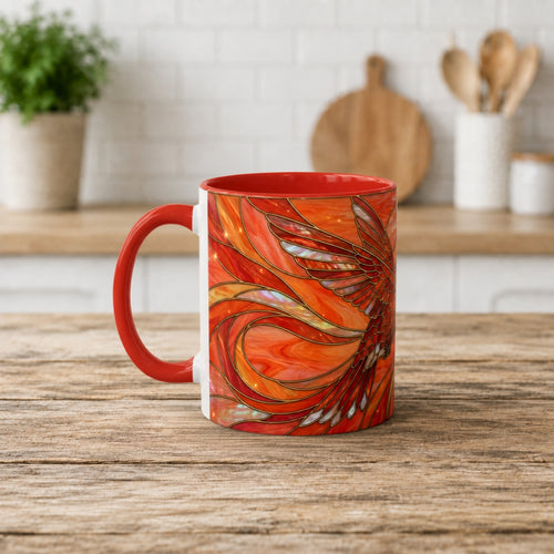 Hibiscus Glow Hummingbird Stained Glass Style Mug