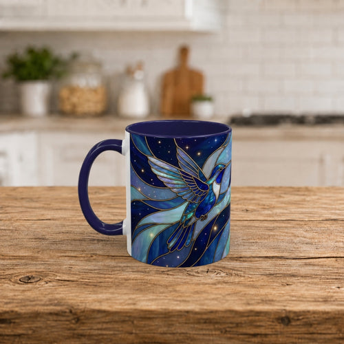 Midnight Hummingbird Stained Glass Style Mug