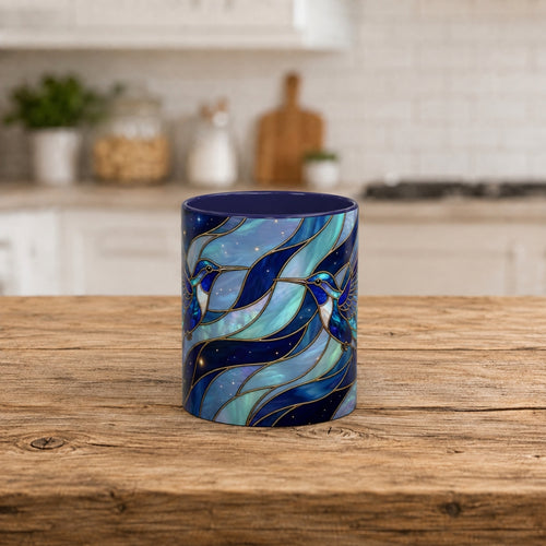 Midnight Hummingbird Stained Glass Style Mug