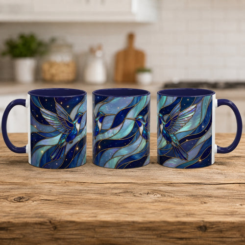 Midnight Hummingbird Stained Glass Style Mug