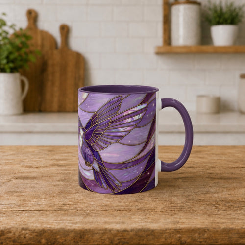 Purple Bloom Hummingbird Stained Glass Style Mug
