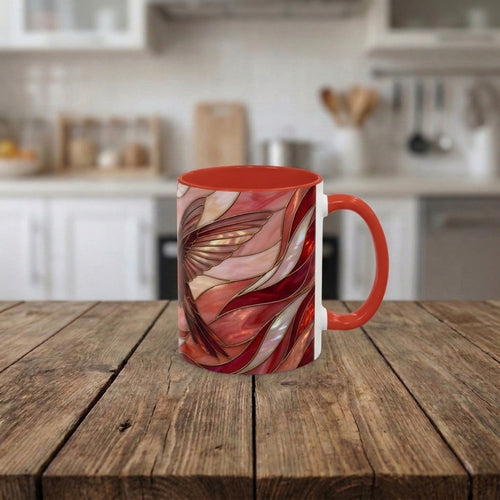 Scarlet Bloom Hummingbird Stained Glass Style Mug
