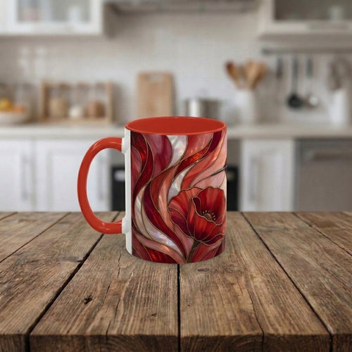 Scarlet Bloom Hummingbird Stained Glass Style Mug