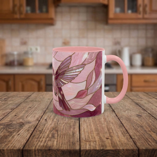 Pink Blossom Hummingbird Stained Glass Style Mug