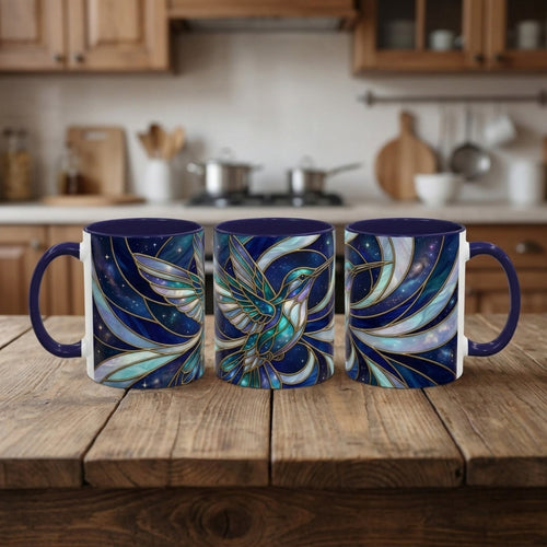 Sapphire Hummingbird Stained Glass Style Mug