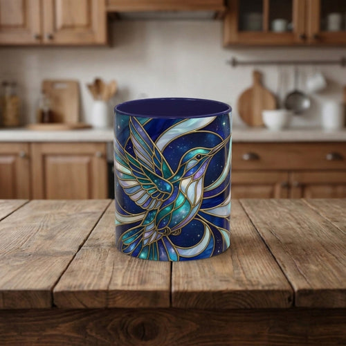 Sapphire Hummingbird Stained Glass Style Mug