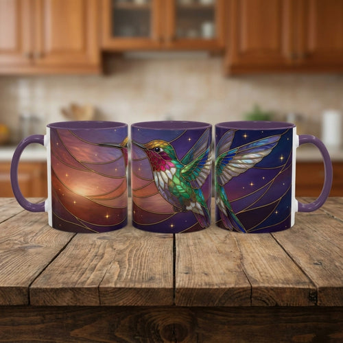 Sunset Sky Hummingbird Stained Glass Style Mug