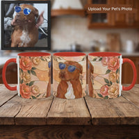 Custom Pet Photo Floral Stained Glass Style Mug