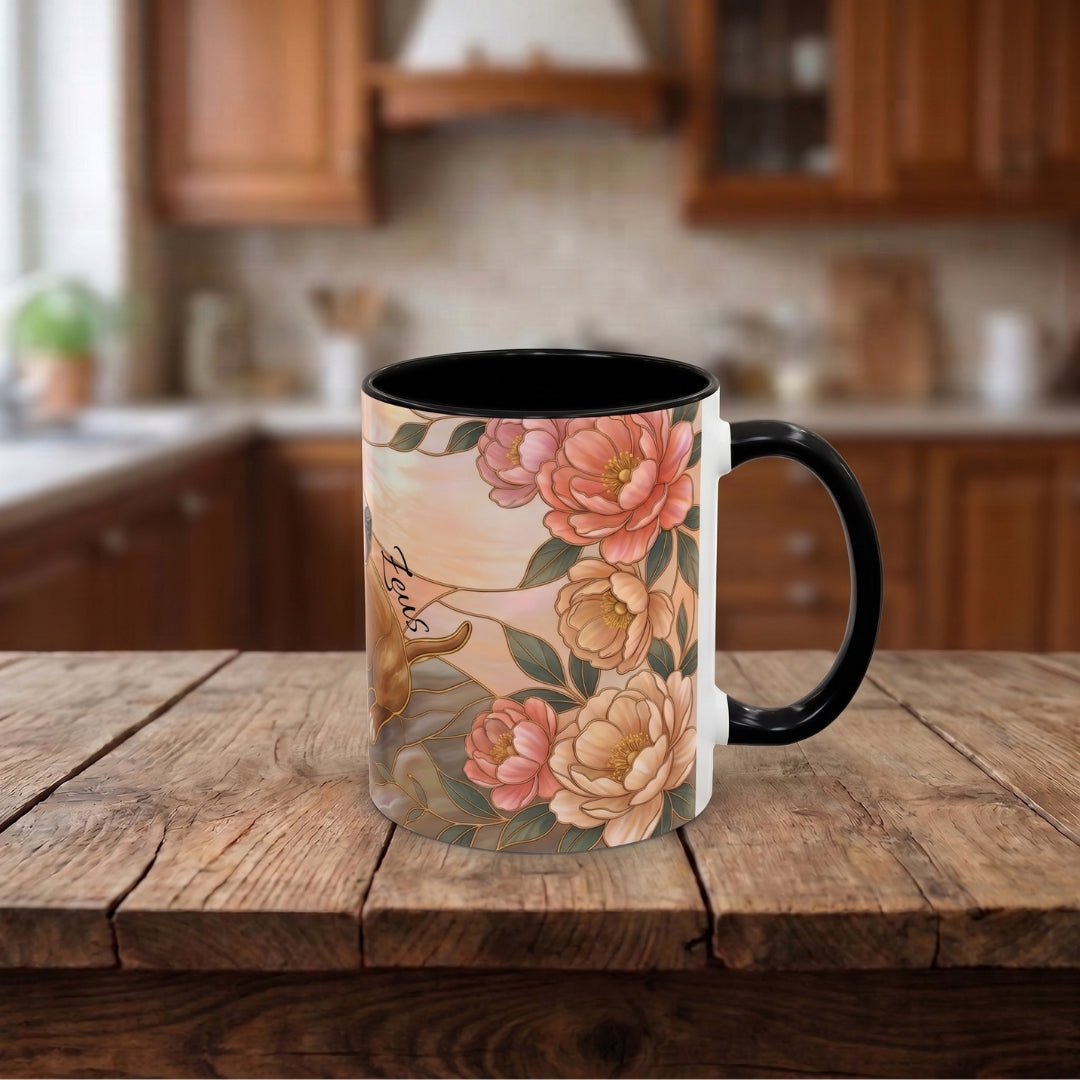 Custom Pet Photo Floral Stained Glass Style Mug
