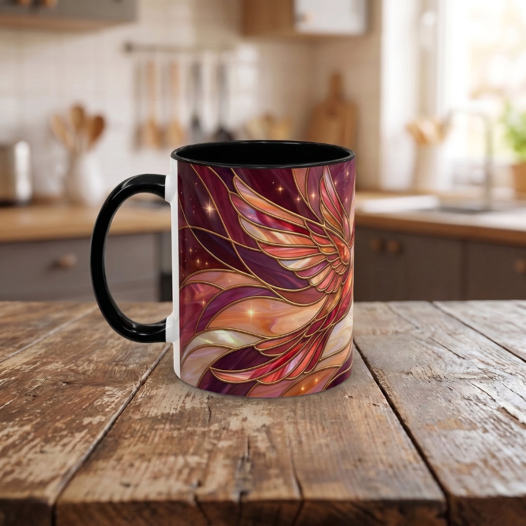 Rose Glow Hummingbird Stained Glass Style Mug