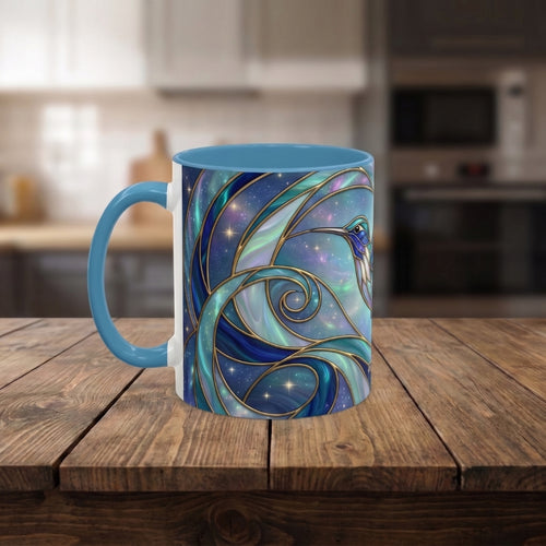 Blue Breeze Hummingbird Stained Glass Style Mug