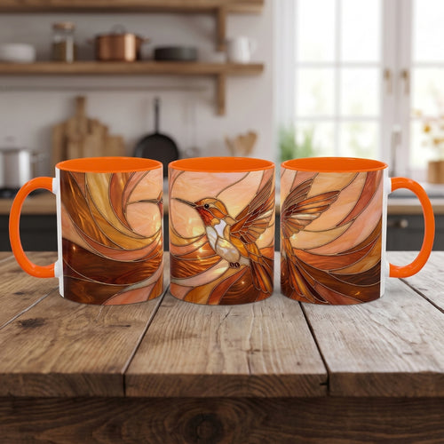 Honey Glow Hummingbird Stained Glass Style Mug