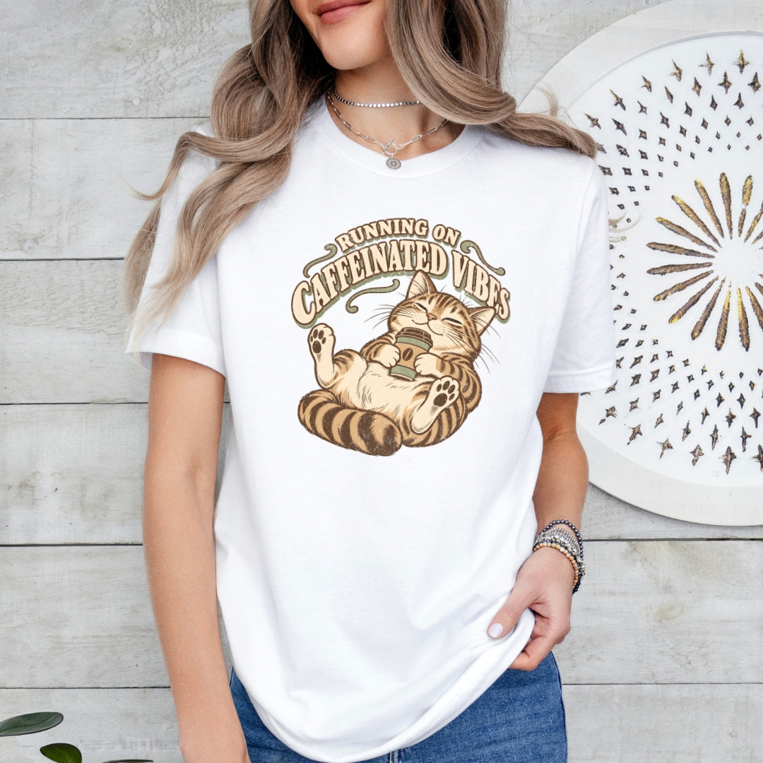 Caffeinated Vibes Cat Premium T-shirt