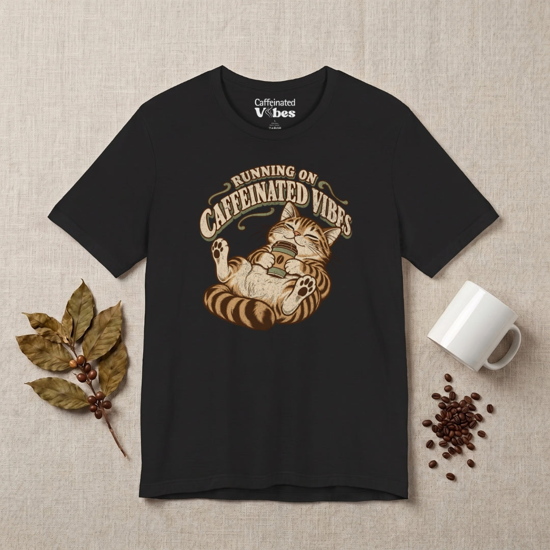 Caffeinated Vibes Cat Premium T-shirt