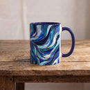 Cobalt Wolf Howl Stained Glass Style Mug