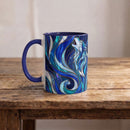Cobalt Wolf Howl Stained Glass Style Mug