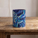 Cobalt Wolf Howl Stained Glass Style Mug