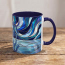 Cobalt Wolf Reflection Stained Glass Style Mug