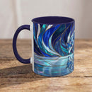 Cobalt Wolf Reflection Stained Glass Style Mug