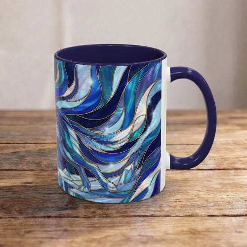Cobalt Wolf Run Stained Glass Style Mug