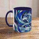 Cobalt Wolf Run Stained Glass Style Mug