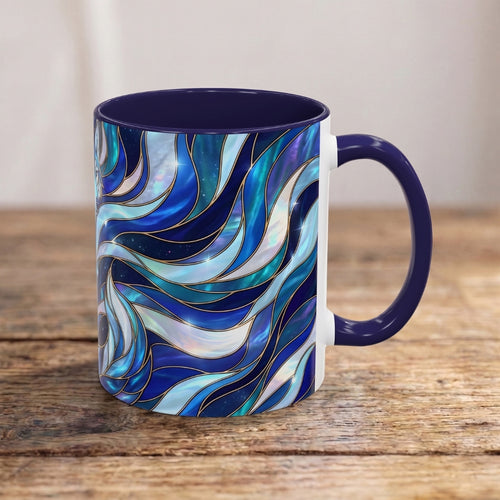 Cobalt Wolf Guardian Stained Glass Style Mug