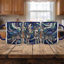 Twin Wolves Stained Glass Style Mug