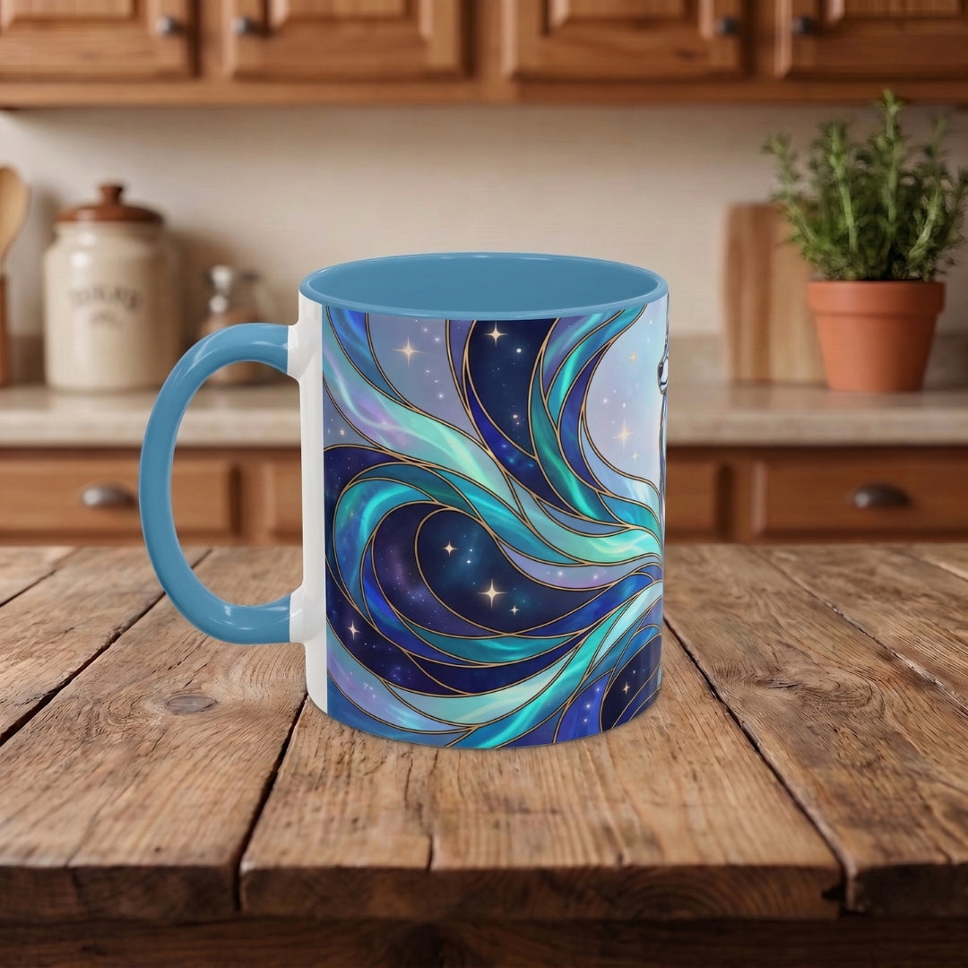 Aurora Wolf Stained Glass Style Mug