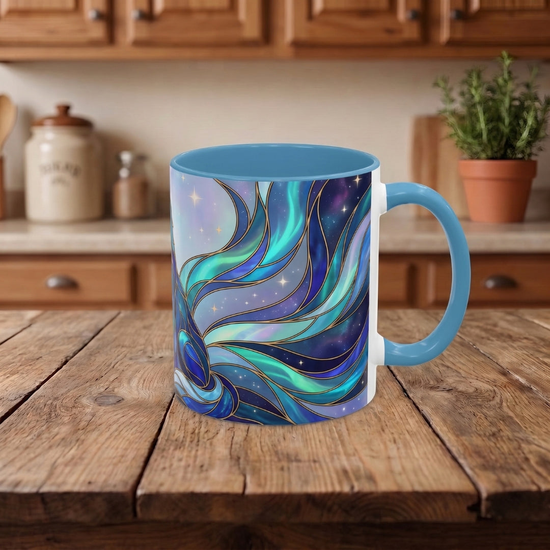 Aurora Wolf Stained Glass Style Mug