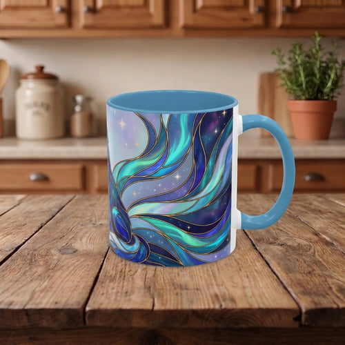 Aurora Wolf Stained Glass Style Mug