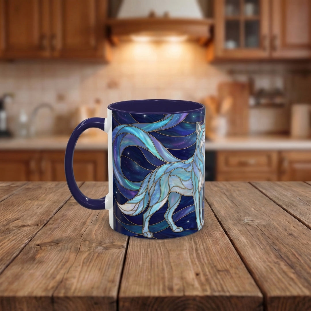 Wolf Kiss Stained Glass Style Mug
